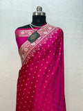 Banarasi Handloom Katan Mashru Silk Saree Rani Pink