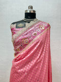 Banarasi Handloom Georgette Silk Saree with Designer Handwork & Scallop Lace Border