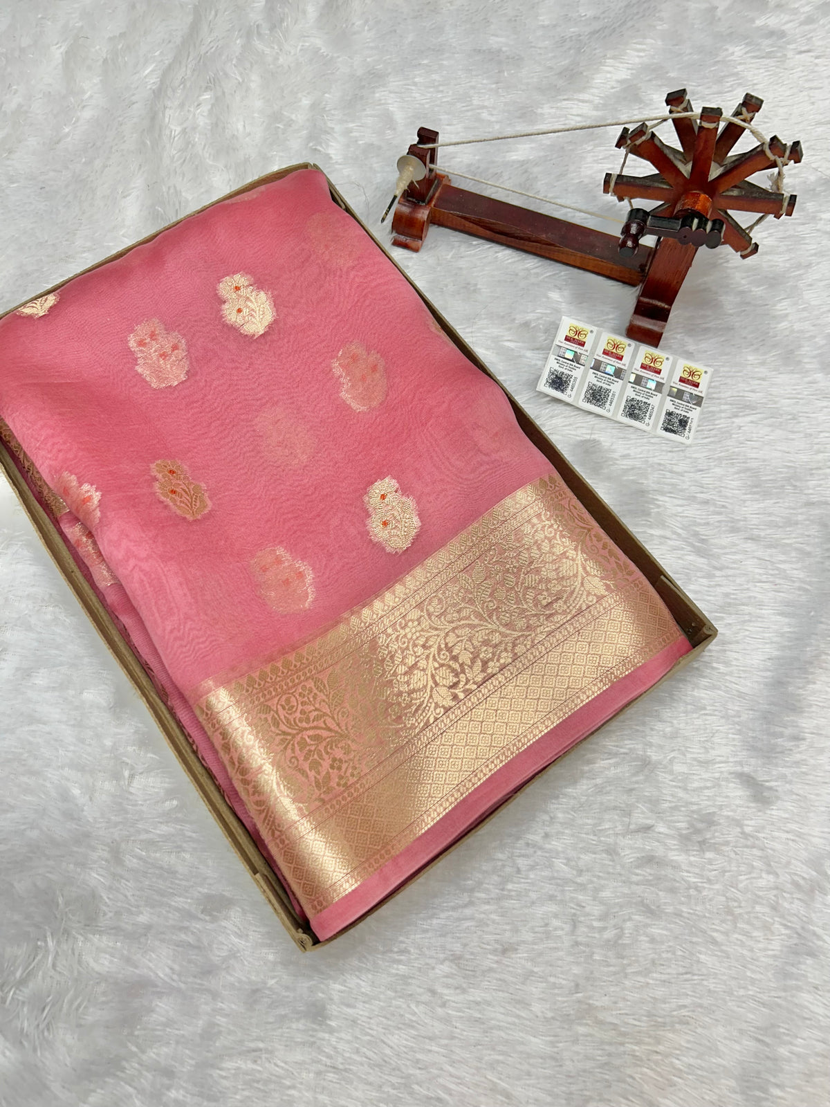 Banarasi Pure Kora Organza Silk Saree In Beautiful Pastel pink Shade