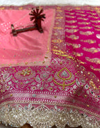 Banarasi Handloom Georgette Silk Saree with Designer Handwork & Scallop Lace Border
