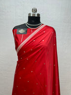 Exquisite Handloom Mashru Katan Saree – Delicate Buti Work with Slim Border & Striped Blouse