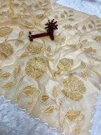Designer Kora Organza With Elegant Applique Work & Scallop Border
