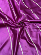 Exquisite Handloom Mashru Katan Saree – Delicate Buti Work with Slim Border & Striped Blouse