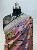 Banarasi Handloom Black mashru Katan Silk Saree With Multi Clor Minakari Weaving