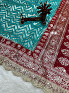 Banarasi Handloom Georgette Silk Saree with Designer Mirror work & Scallop Lace Border