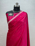 Exquisite Handloom Mashru Katan Saree – Delicate Buti Work with Slim Border & Striped Blouse