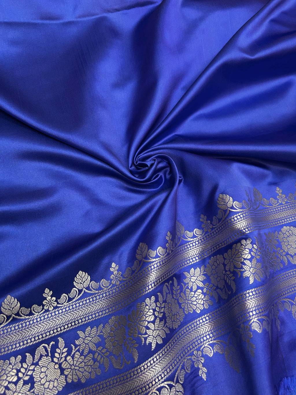 Banarasi Handloom Katan Mashru Traditional Buti Weaving Light Royal Blue saree