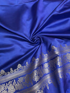 Banarasi Handloom Katan Mashru Traditional Buti Weaving Light Royal Blue saree