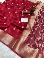 Banarasi Pure Kora Organza Silk Saree In Beautiful Dual Shade