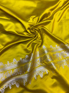 Banarasi Handloom Katan Mashru Traditional Buti Weaving Light Mehandi Green Saree