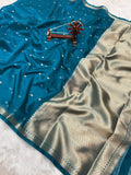Banarasi Kora Organza Silk Saree with Small Buti, Slim Border & Designer Pallu