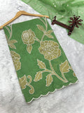 Designer Kora Organza With Elegant Applique Work & Scallop Border