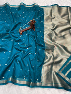 Banarasi Kora Organza Silk Saree with Small Buti, Slim Border & Designer Pallu
