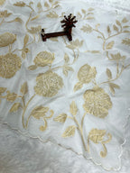 Designer Kora Organza With Elegant Applique Work & Scallop Border