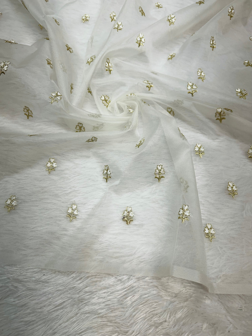 Designer Kora Organza With Elegant Applique Work & Scallop Border