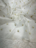 Designer Kora Organza With Elegant Applique Work & Scallop Border