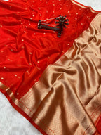 Banarasi Kora Organza Silk Saree with Small Buti, Slim Border & Designer Pallu