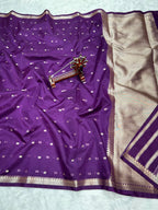 Banarasi Kora Organza Silk Saree with Small Buti, Slim Border & Designer Pallu