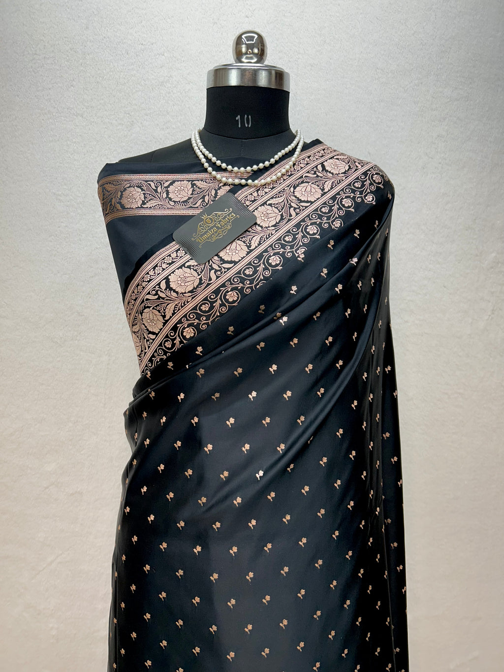 Banarasi Handloom Katan Mashru Silk Saree Luxury Black