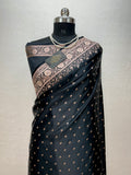 Banarasi Handloom Katan Mashru Silk Saree Luxury Black