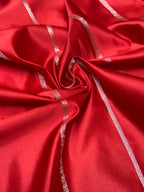 Exquisite Handloom Mashru Katan Saree – Delicate Buti Work with Slim Border & Striped Blouse