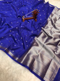 Banarasi Kora Organza Silk Saree with Small Buti, Slim Border & Designer Pallu