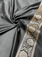 Banarasi Handloom Katan Mashru Silk Saree Luxury Black