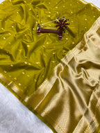 Banarasi Kora Organza Silk Saree with Small Buti, Slim Border & Designer Pallu