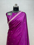 Exquisite Handloom Mashru Katan Saree – Delicate Buti Work with Slim Border & Striped Blouse