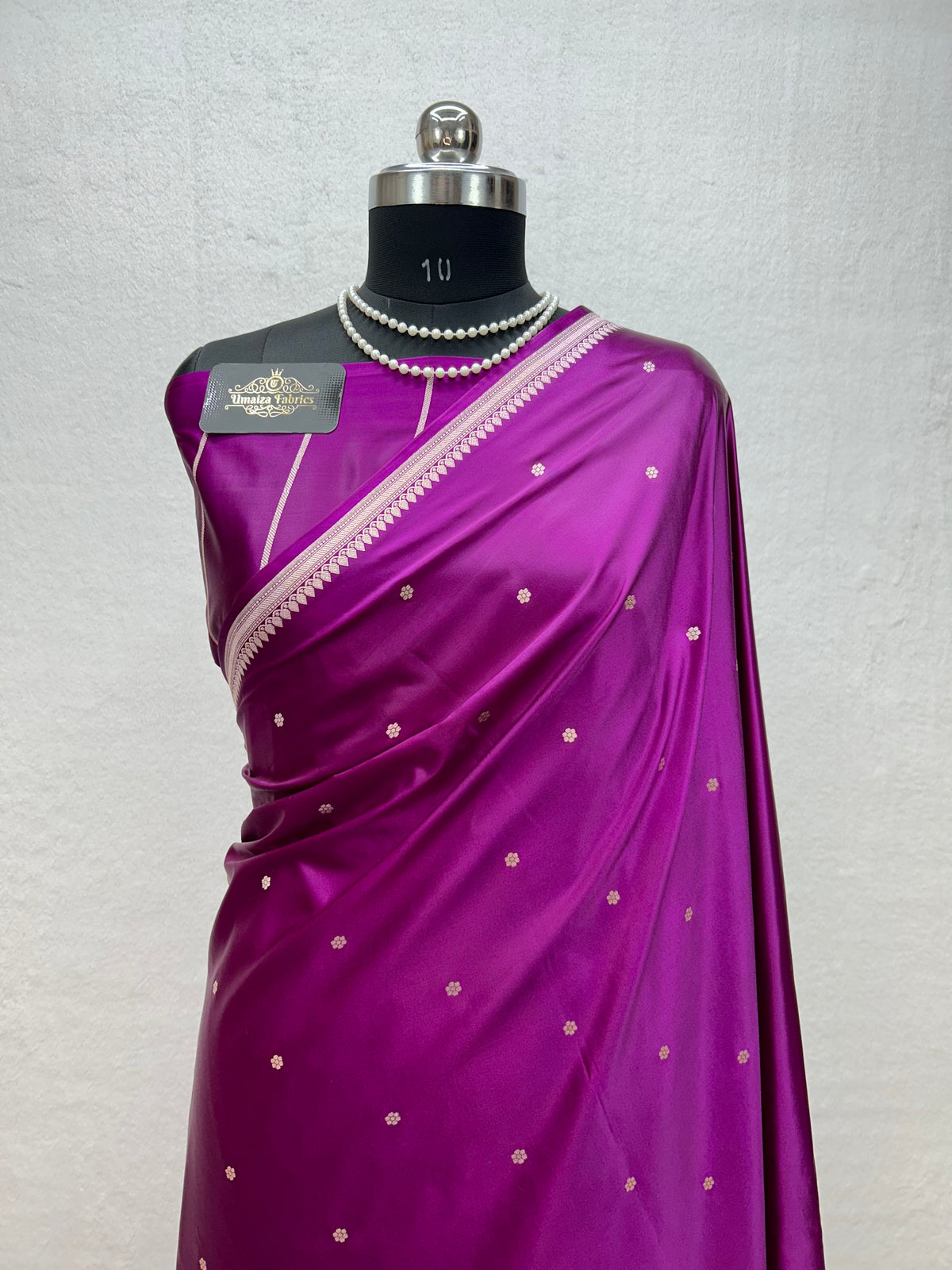 Exquisite Handloom Mashru Katan Saree – Delicate Buti Work with Slim Border & Striped Blouse