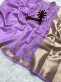 Banarasi Kora Organza Silk Saree with Small Buti, Slim Border & Designer Pallu
