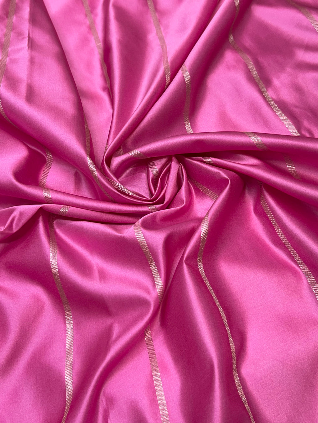 Exquisite Handloom Mashru Katan Saree – Delicate Buti Work with Slim Border & Striped Blouse