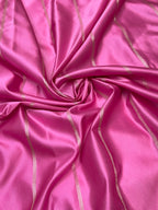 Exquisite Handloom Mashru Katan Saree – Delicate Buti Work with Slim Border & Striped Blouse