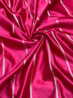 Exquisite Handloom Mashru Katan Saree – Delicate Buti Work with Slim Border & Striped Blouse
