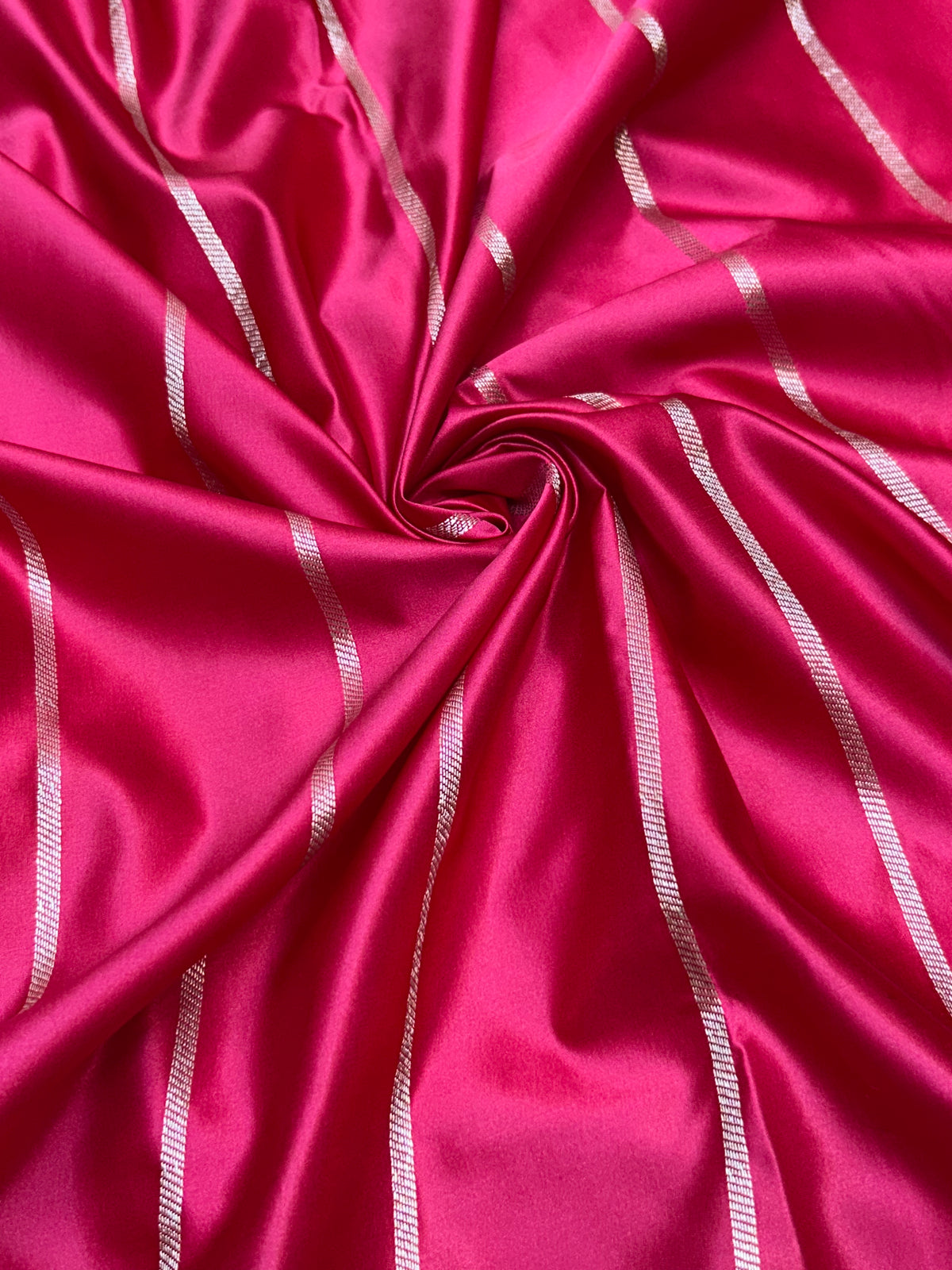 Exquisite Handloom Mashru Katan Saree – Delicate Buti Work with Slim Border & Striped Blouse