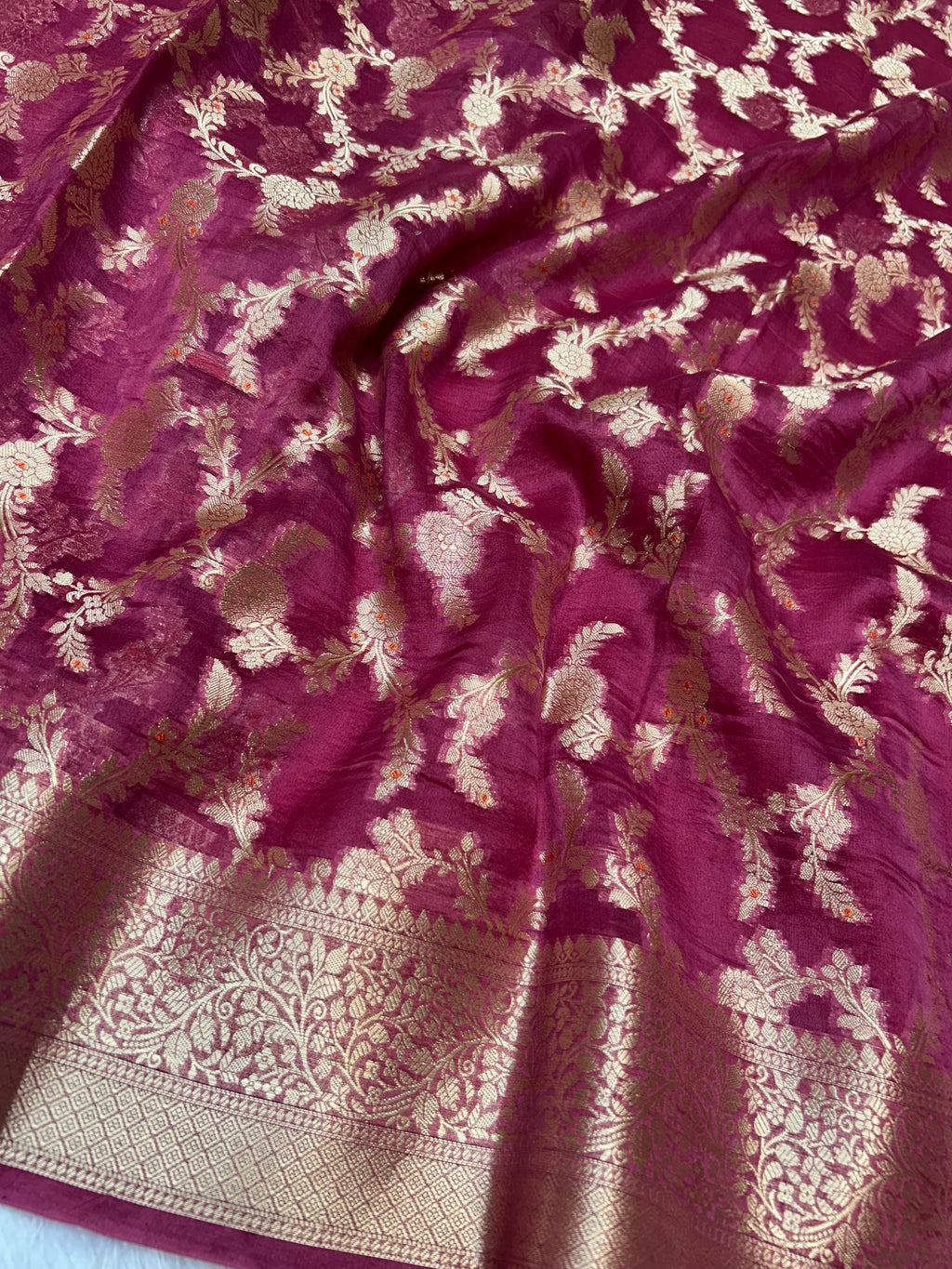 Banarasi Pure Kora Organza Silk Saree In Beautiful Dual Shade