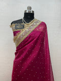 Banarasi Soft Rani Tissue Saree With Moti Work & Designer Mirror lace Border