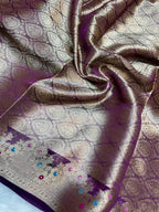 Banarasi Pure Glass Tissue Silk Saree flower Minakari Border