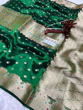 Banarasi Pure Glass Tissue Silk Saree flower Minakari Border
