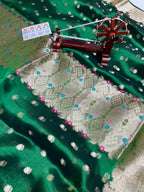 Banarasi Pure Glass Tissue Silk Saree flower Minakari Border