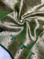 Banarasi Pure Glass Tissue Silk Saree flower Minakari Border