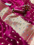 Banarasi Pure Glass Tissue Silk Saree flower Minakari Border