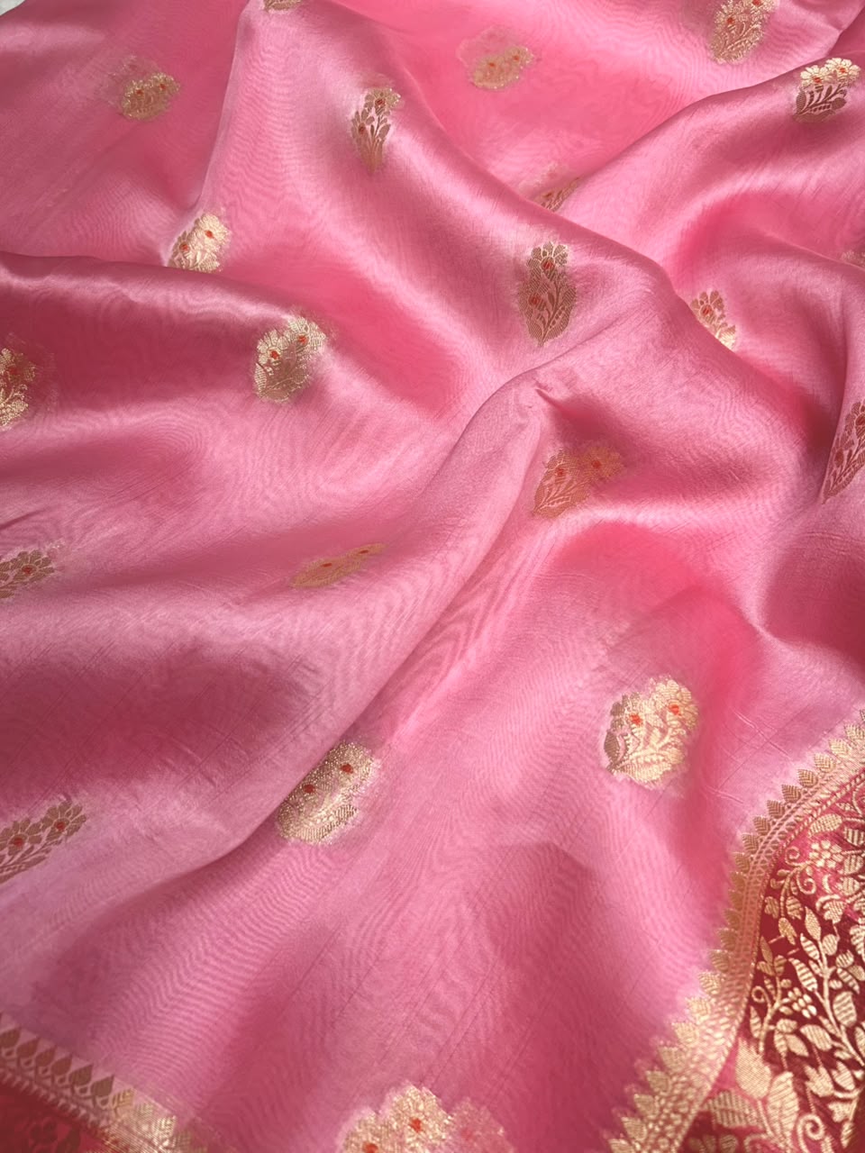 Pure Green Mango Silk Saree All Over Beautiful Minakari Gala Buti