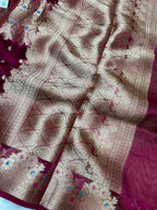 Banarasi Pure Glass Tissue Silk Saree flower Minakari Border