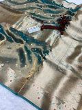Banarasi Pure Glass Tissue Silk Saree flower Minakari Border