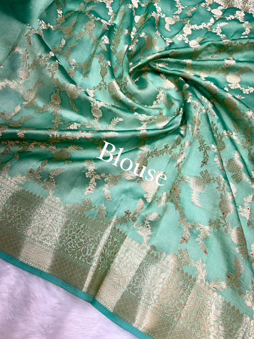 Pure Green Mango Silk Saree All Over Beautiful Minakari Gala Buti