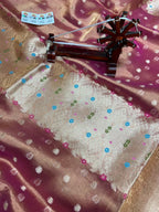Banarasi Pure Glass Tissue Silk Saree flower Minakari Border