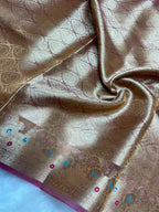 Banarasi Pure Glass Tissue Silk Saree flower Minakari Border