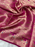 Pure Green Mango Silk Saree Flower Minakari Border