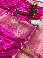 Pure Green Mango Silk Saree Flower Minakari Border